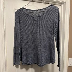 Blue Waffle Fabric Long Sleeve Shirt size S